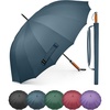 image:imageG4Free 54 Inch Strong Windproof Large Umbrella for Rain 16 Ribs Stick Umbrellas Auto Open Wooden Handle Travel Golf for Men WomenNavy Blue