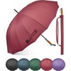 image:imageG4Free 54 Inch Strong Windproof Large Umbrella for Rain 16 Ribs Stick Umbrellas Auto Open Wooden Handle Travel Golf for Men WomenWine Red