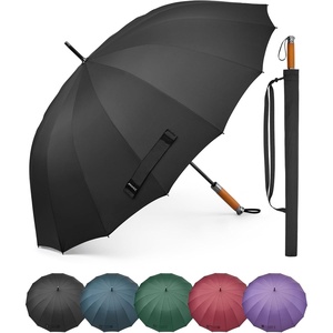 image:imageG4Free 54 Inch Strong Windproof Large Umbrella for Rain 16 Ribs Stick Umbrellas Auto Open Wooden Handle Travel Golf for Men WomenBlack