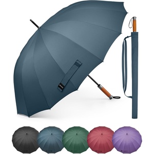 image:imageG4Free 54 Inch Strong Windproof Large Umbrella for Rain 16 Ribs Stick Umbrellas Auto Open Wooden Handle Travel Golf for Men WomenNavy Blue