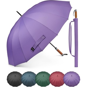 image:imageG4Free 54 Inch Strong Windproof Large Umbrella for Rain 16 Ribs Stick Umbrellas Auto Open Wooden Handle Travel Golf for Men WomenPurple