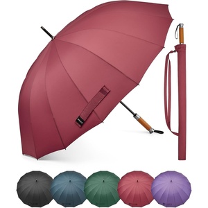 image:imageG4Free 54 Inch Strong Windproof Large Umbrella for Rain 16 Ribs Stick Umbrellas Auto Open Wooden Handle Travel Golf for Men WomenWine Red
