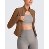 image:imageG4Free Workout Jackets for Woman BareFeel Cropped Zip Up Athletic Running Jacket Slim Fit Yoga Tops with Thumb HolesDark Coffee