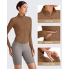 image:imageG4Free Workout Jackets for Woman BareFeel Cropped Zip Up Athletic Running Jacket Slim Fit Yoga Tops with Thumb HolesDark Coffee