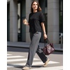 image:imageG4Free Womens Waffle Knit Tops Breathable Short Sleeve TShirts Casual  Soft Waffle Knit Breathable Wrinkle Resistant Loose Fit Crew Neck Hip Length Dropped Shoulder Casual amp LoungeBlack