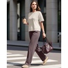 image:imageG4Free Womens Waffle Knit Tops Breathable Short Sleeve TShirts Casual  Soft Waffle Knit Breathable Wrinkle Resistant Loose Fit Crew Neck Hip Length Dropped Shoulder Casual amp LoungeDusty Taupe