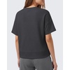 image:imageG4Free Womens Waffle Knit Tops Breathable Short Sleeve TShirts Casual  Soft Waffle Knit Breathable Wrinkle Resistant Loose Fit Crew Neck Hip Length Dropped Shoulder Casual amp LoungeDark Gray