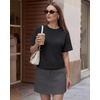 image:imageG4Free Womens Waffle Knit Tops Breathable Short Sleeve TShirts Casual  Soft Waffle Knit Breathable Wrinkle Resistant Loose Fit Crew Neck Hip Length Dropped Shoulder Casual amp LoungeBlack