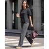 image:imageG4Free Womens Waffle Knit Tops Breathable Short Sleeve TShirts Casual  Soft Waffle Knit Breathable Wrinkle Resistant Loose Fit Crew Neck Hip Length Dropped Shoulder Casual amp LoungeDark Gray