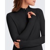 image:imageG4Free Lightbreeze Maternity Shirts Long Sleeve Half Zip Mock Neck Yoga  UPF50 Fabric Sweat Wicking Fast Drying with Thumbholes Loose Fit Pregnancy Workout Shirts for Casual or WorkoutBlack