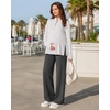 image:imageG4Free Lightbreeze Maternity Shirts Long Sleeve Half Zip Mock Neck Yoga  UPF50 Fabric Sweat Wicking Fast Drying with Thumbholes Loose Fit Pregnancy Workout Shirts for Casual or WorkoutWhite