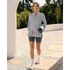 image:imageG4Free Lightbreeze Maternity Shirts Long Sleeve Half Zip Mock Neck Yoga  UPF50 Fabric Sweat Wicking Fast Drying with Thumbholes Loose Fit Pregnancy Workout Shirts for Casual or WorkoutSilver Gray