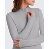 image:imageG4Free Lightbreeze Maternity Shirts Long Sleeve Half Zip Mock Neck Yoga  UPF50 Fabric Sweat Wicking Fast Drying with Thumbholes Loose Fit Pregnancy Workout Shirts for Casual or WorkoutSilver Gray