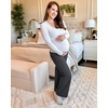 image:imageG4Free Womens Maternity BareFeel Wide Leg Yoga Pants  BumpFriendly CoverageWide Leg DesignLycra BlendExtremely SoftSkinlike Touchfor Work Casual WearDark Gray