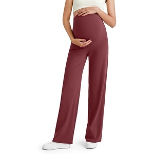 image:imageG4Free Womens Maternity BareFeel Wide Leg Yoga Pants  BumpFriendly CoverageWide Leg DesignLycra BlendExtremely SoftSkinlike Touchfor Work Casual WearDark Burgundy