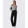 image:imageG4Free Waffle Wide Leg Casual Womens Sweatpants  Comfy Lounge Pants with PocketsBlack
