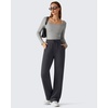 image:imageG4Free Waffle Wide Leg Casual Womens Sweatpants  Comfy Lounge Pants with PocketsDark Gray
