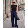 image:imageG4Free Waffle Wide Leg Dress Pants for Women  Pull On Work Pants High Waisted Stretchy TrousersRoyal Blue