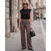 image:imageG4Free Waffle Wide Leg Dress Pants for Women  Pull On Work Pants High Waisted Stretchy TrousersTaupe