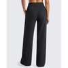 image:imageG4Free Womens Pants Waffle Knit High Waist Wide Leg with Pockets Casual  Wrinkle ResistantStretch Breathable2 Side Pockets4way StretchBlack