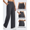 image:imageG4Free Womens Pants Waffle Knit High Waist Wide Leg with Pockets Casual  Wrinkle ResistantStretch Breathable2 Side Pockets4way StretchDark Gray
