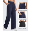 image:imageG4Free Womens Pants Waffle Knit High Waist Wide Leg with Pockets Casual  Wrinkle ResistantStretch Breathable2 Side Pockets4way StretchRoyal Blue