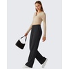 image:imageG4Free Womens Waffle Knit Wide Leg Sweatpants  High Waisted with Pockets Casual Straight Leg PantsBlack
