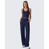 image:imageG4Free Womens Waffle Knit Wide Leg Sweatpants  High Waisted with Pockets Casual Straight Leg PantsRoyal Blue