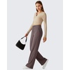 image:imageG4Free Womens Waffle Knit Wide Leg Sweatpants  High Waisted with Pockets Casual Straight Leg PantsTaupe