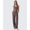 image:imageG4Free Womens Waffle Knit Wide Leg Sweatpants  High Waisted with Pockets Casual Straight Leg PantsTaupe