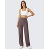 image:imageG4Free Womens Waffle Knit Wide Leg Sweatpants  High Waisted with Pockets Casual Straight Leg PantsTaupe
