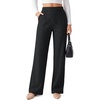 image:imageG4Free Waffle Wide Leg Dress Pants for Women  Pull On Work Pants High Waisted Stretchy TrousersBlack