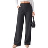 image:imageG4Free Waffle Wide Leg Dress Pants for Women  Pull On Work Pants High Waisted Stretchy TrousersDark Gray