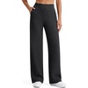 image:imageG4Free Womens Pants Waffle Knit High Waist Wide Leg with Pockets Casual  Wrinkle ResistantStretch Breathable2 Side Pockets4way StretchBlack
