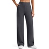 image:imageG4Free Womens Pants Waffle Knit High Waist Wide Leg with Pockets Casual  Wrinkle ResistantStretch Breathable2 Side Pockets4way StretchDark Gray