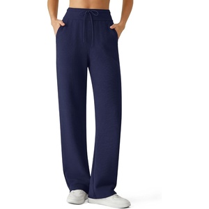 image:imageG4Free Womens Waffle Knit Wide Leg Sweatpants  High Waisted with Pockets Casual Straight Leg PantsRoyal Blue
