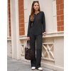 image:imageG4Free Womens Breathable Waffle Knit Tops Long Sleeve Henley Neck T Shirts  Soft and Breathable Wrinkle Free Curved Hem Hip Length Loose Fit for Daily Wear or Business CasualBlack