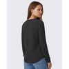 image:imageG4Free Womens Breathable Waffle Knit Tops Long Sleeve Henley Neck T Shirts  Soft and Breathable Wrinkle Free Curved Hem Hip Length Loose Fit for Daily Wear or Business CasualBlack