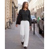 image:imageG4Free Womens Breathable Waffle Knit Tops Long Sleeve Henley Neck T Shirts  Soft and Breathable Wrinkle Free Curved Hem Hip Length Loose Fit for Daily Wear or Business CasualBlack