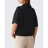 image:imageG4Free Smoofit Modal Soft Polo Shirts for Women Short Sleeve Quarter Zip  Soft amp Stretchy Antiwrinkle QuarterZip Polo Collar Flattering Loose Fit MachineWashable for Business Casual or WorkBlack