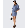 image:imageG4Free Smoofit Modal Soft Polo Shirts for Women Short Sleeve Quarter Zip  Soft amp Stretchy Antiwrinkle QuarterZip Polo Collar Flattering Loose Fit MachineWashable for Business Casual or WorkDenim Blue