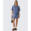 image:imageG4Free Smoofit Modal Soft Polo Shirts for Women Short Sleeve Quarter Zip  Soft amp Stretchy Antiwrinkle QuarterZip Polo Collar Flattering Loose Fit MachineWashable for Business Casual or WorkDenim Blue