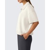 image:imageG4Free Smoofit Modal Soft Polo Shirts for Women Short Sleeve Quarter Zip  Soft amp Stretchy Antiwrinkle QuarterZip Polo Collar Flattering Loose Fit MachineWashable for Business Casual or WorkIvory