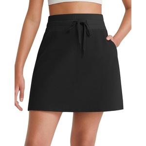 image:imageG4Free WaffleKnit Sweat Skirts for Women High Waisted ALine Drawstring Casual Skirt with Pockets No Builtin ShortsBlack