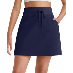 image:imageG4Free WaffleKnit Sweat Skirts for Women High Waisted ALine Drawstring Casual Skirt with Pockets No Builtin ShortsRoyal Blue