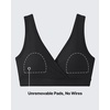 image:imageG4Free BareFeel Maternity Bra Wireless Nursing for Breastfeeding V Neck  Crossover Front U Back Nonremovable Pads Wide Straps Comfort Soft BraletteEasy Nursing for SleepampSportsampCasualBlack