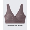 image:imageG4Free BareFeel Maternity Bra Wireless Nursing for Breastfeeding V Neck  Crossover Front U Back Nonremovable Pads Wide Straps Comfort Soft BraletteEasy Nursing for SleepampSportsampCasualTaupe
