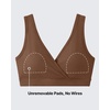 image:imageG4Free BareFeel Maternity Bra Wireless Nursing for Breastfeeding V Neck  Crossover Front U Back Nonremovable Pads Wide Straps Comfort Soft BraletteEasy Nursing for SleepampSportsampCasualDark Coffee