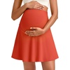 image:imageG4Free BareFeel Maternity Skirt with 2 Pockets Pregnancy Shorts Tennis Golf  Builtin Pockets ShortsA Line Stretchy Over the BumpUPF50 Soft FabricSweat Wickingfor Workout or CasualRust Orange