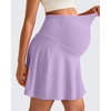 image:imageG4Free BareFeel Maternity Skirt with 2 Pockets Pregnancy Shorts Tennis Golf  Builtin Pockets ShortsA Line Stretchy Over the BumpUPF50 Soft FabricSweat Wickingfor Workout or CasualLight Purple